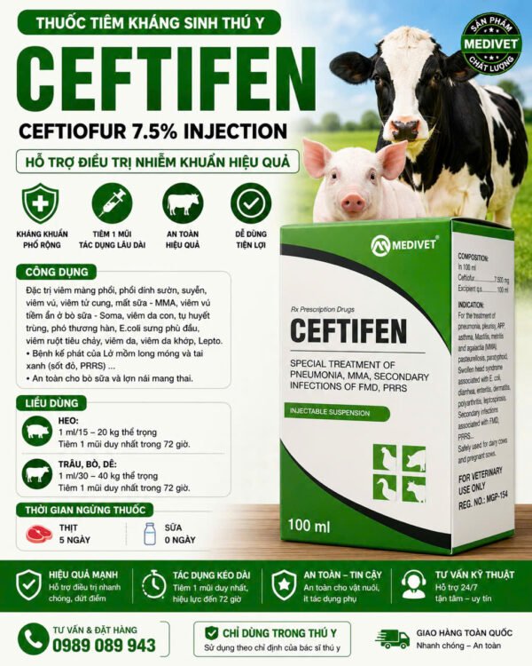 ceftifen_3 CEFTIFEN – Chống viêm cho heo nái