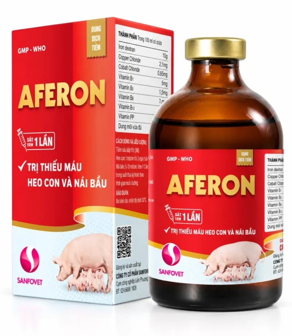 aferon-100ml-sanfovet-tri-thieu-mau-cho-heo-con-va-nai-bau-1 AFERON SANFOVET – Sắt tiêm cho heo con, nái
